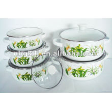 enamel dinnerware sets with glass lid & bakelite knob